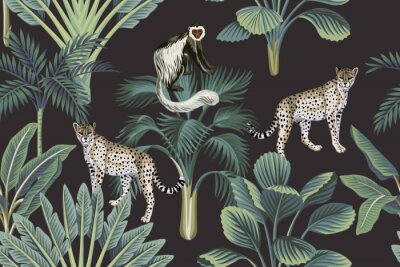 Vintage patroon met wilde dieren in de jungle