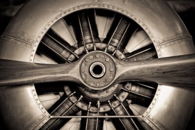 Canvas vintage propellervliegtuigen motor closeup