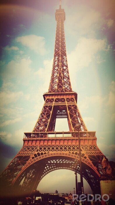 Canvas Vintage Toren van Eiffel in Frankrijk