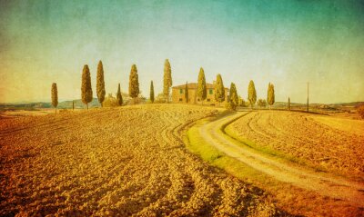 Canvas vintage Toscaanse landschap