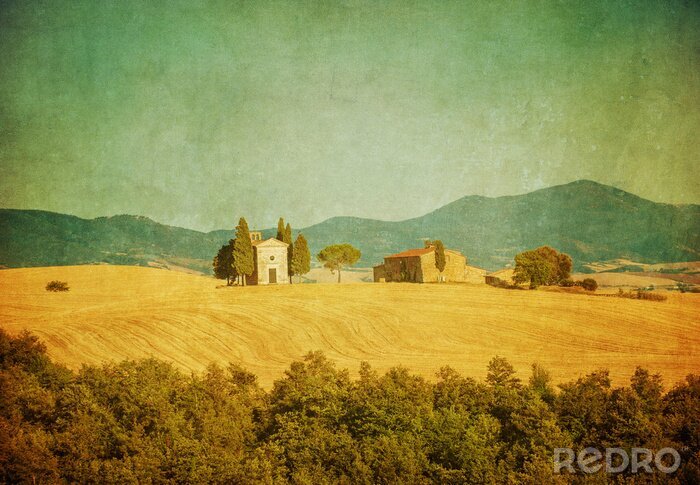 Canvas vintage Toscaanse landschap
