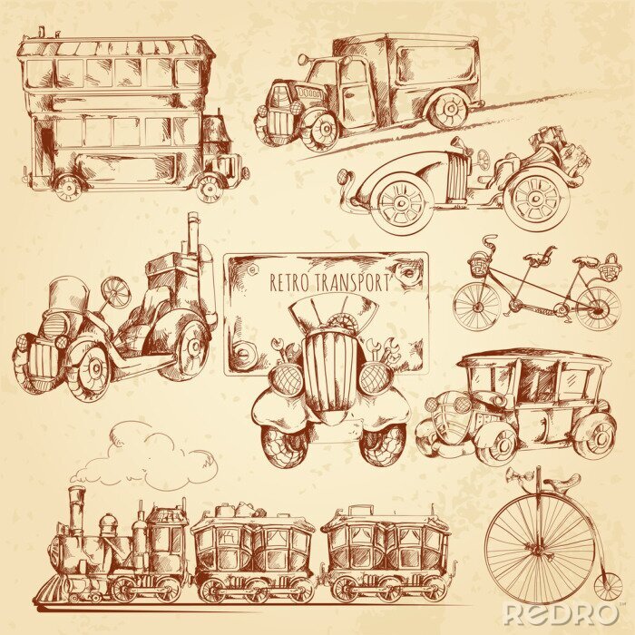 Canvas Vintage Transport Sketch