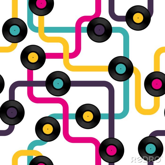 Canvas Vinylplaat naadloze achtergrond patroon. Vector illustratie.