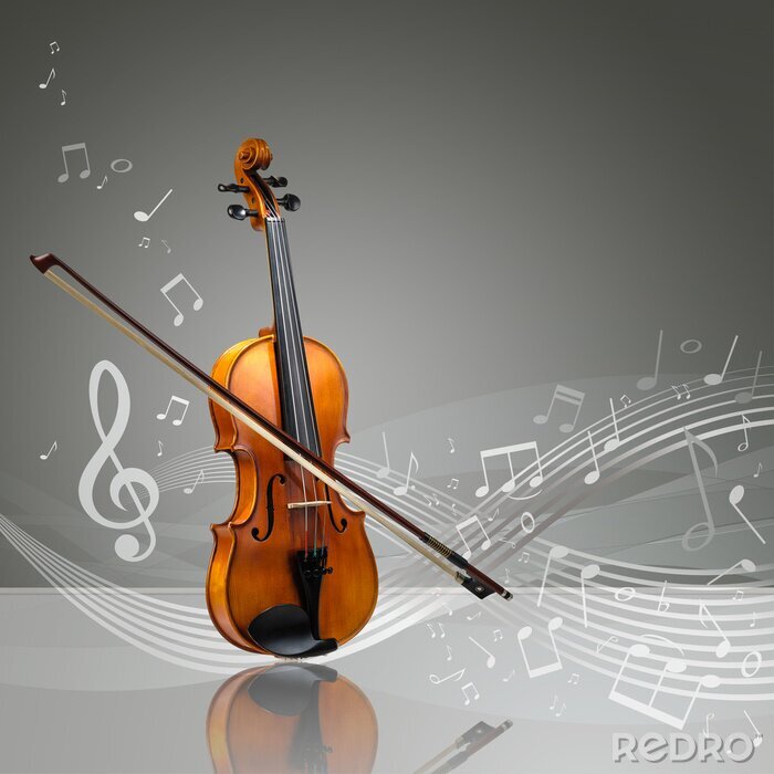 Canvas Viool en fiddle stok met muzieknoten