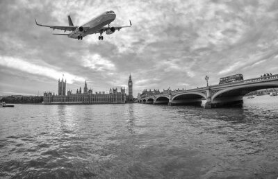 Canvas Vliegtuig over Londen