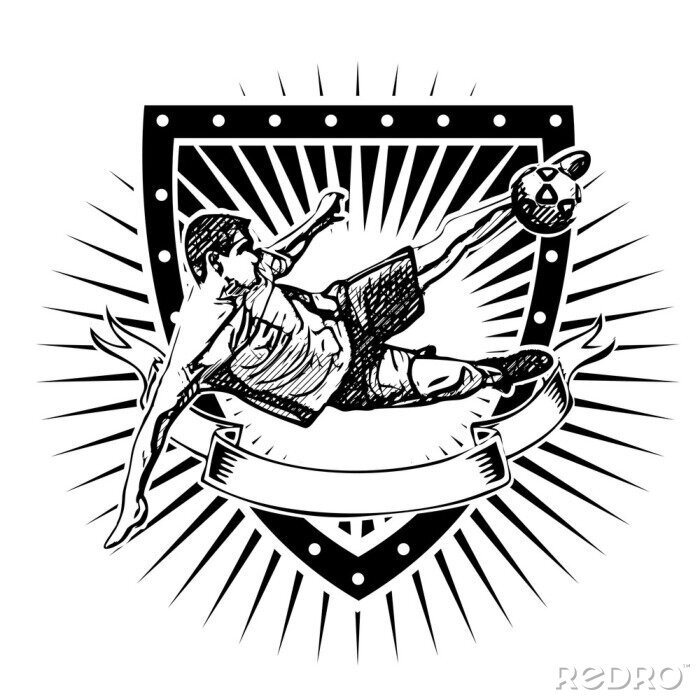 Canvas Voetbal embleem zwart-wit