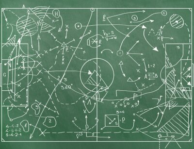 Canvas Voetbaltactieken op het groene bord