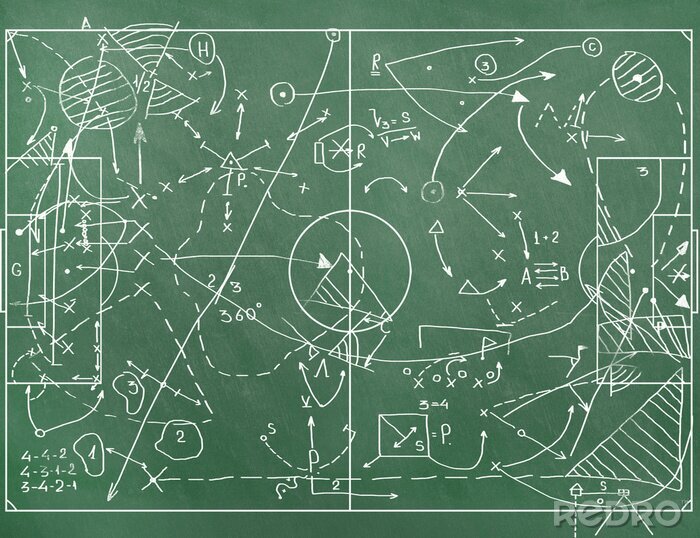 Canvas Voetbaltactieken op het groene bord