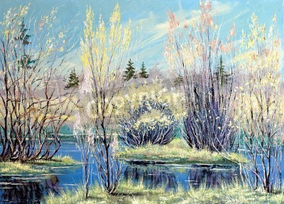 Canvas Voorjaar hoog water