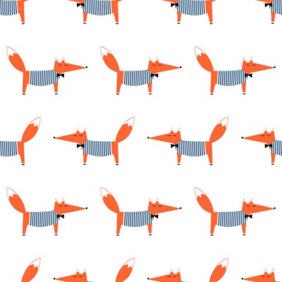 Vosjes met gestreepte bloesjes op een witte achtergrond