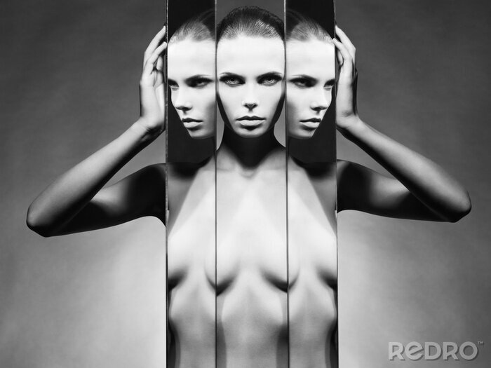Canvas Vrouw en spiegels