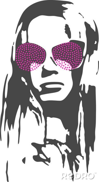 Canvas Vrouw met roze bril