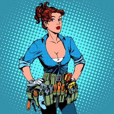 Canvas vrouw werkt reparateur elektricien