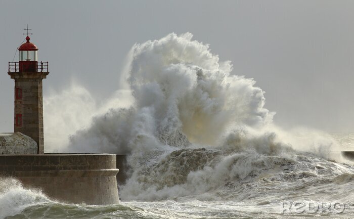 Canvas Vuurtoren tijdens een storm