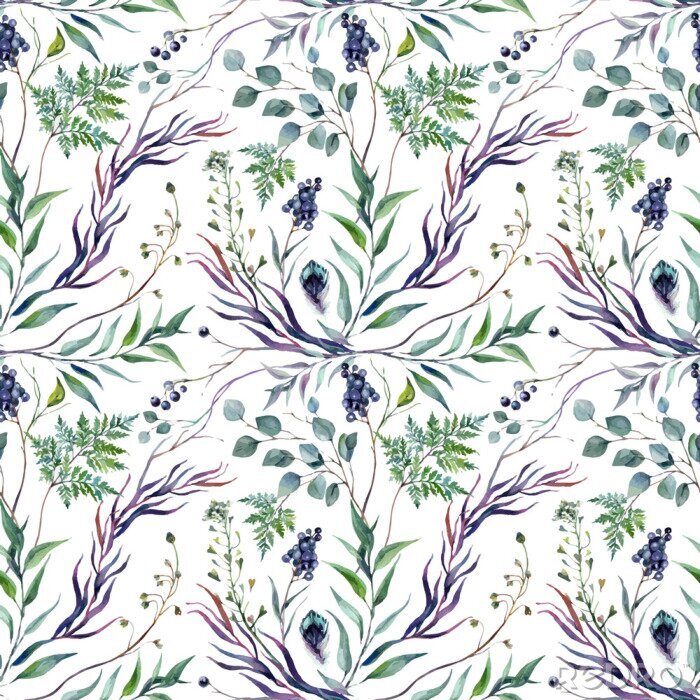 Canvas Watercolor Botanical Greneery Pattern