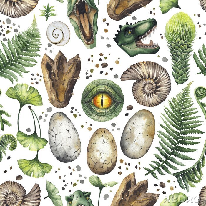 Canvas Watercolor prehistoric collection