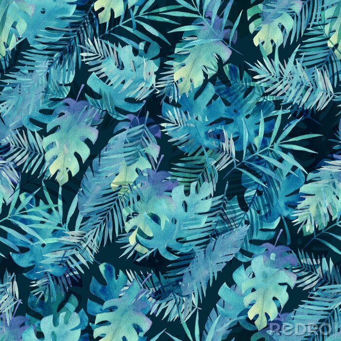 Canvas Waterverf laat patroon achter. Zomerafdruk. Schilderij illustratie