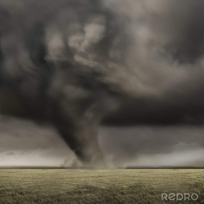 Canvas Weerloze natuur en een tornado