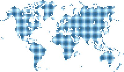 Canvas Wereldkaart gemaakt van blauwe stippen