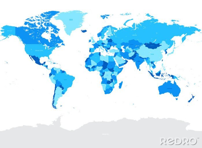 Canvas Wereldkaart in blauwtinten
