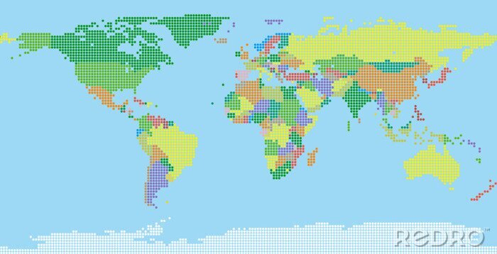 Canvas Wereldkaart in groentinten