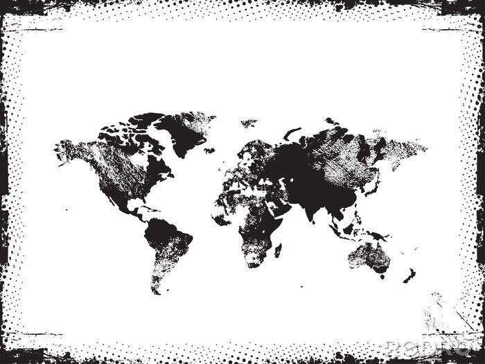 Canvas Wereldkaart in grungestijl