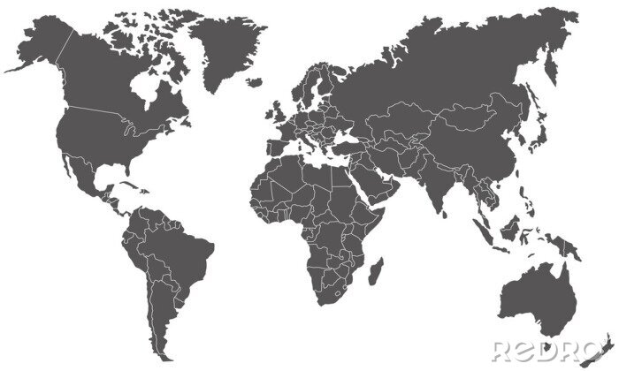 Canvas Wereldkaart in tinten grijs