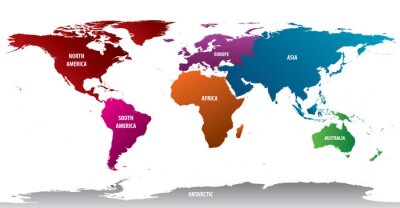 Wereldkaart in verschillende kleuren