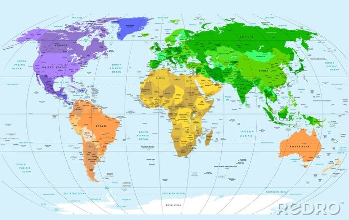 Canvas Wereldkaart met groen Eurazië