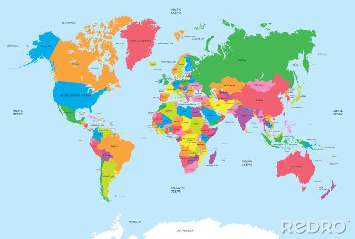 Canvas Wereldkaart met oranje Canada