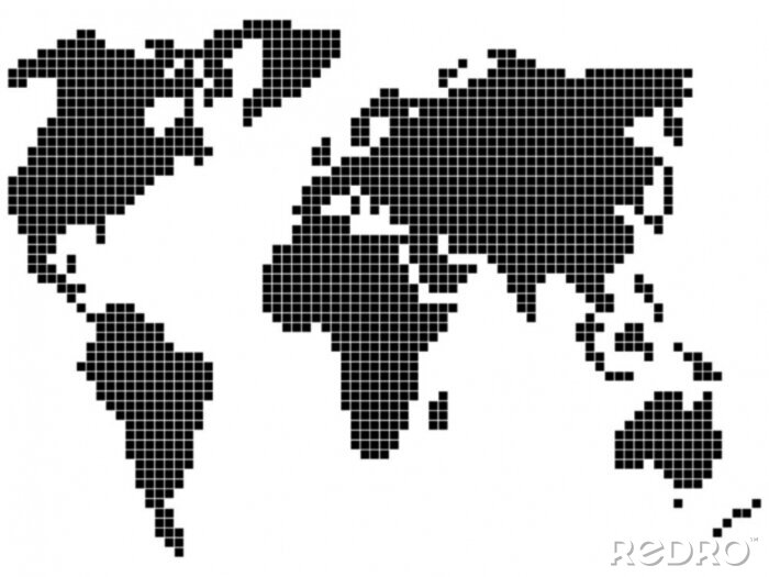 Canvas Wereldkaart met pixels