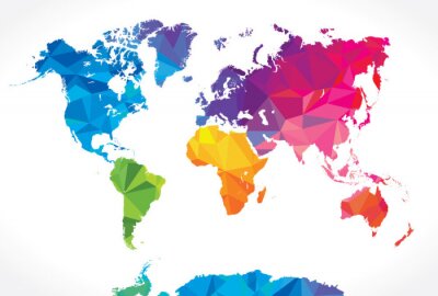 Wereldkaart met regenboogkleuren