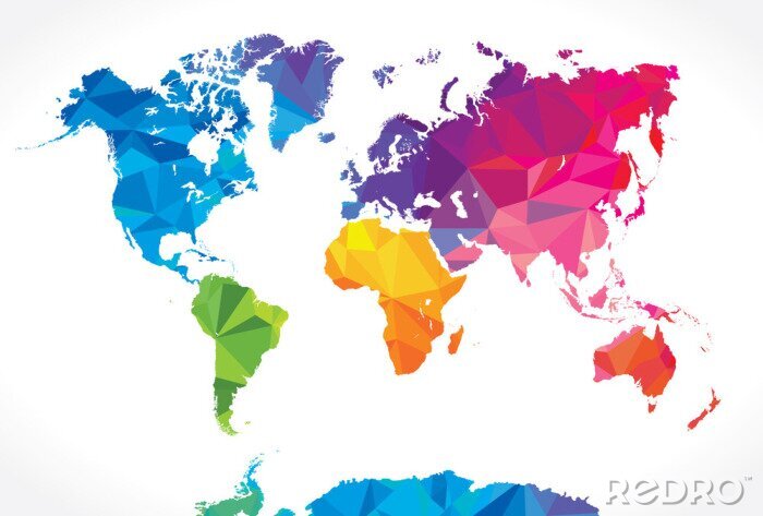 Canvas Wereldkaart met regenboogkleuren