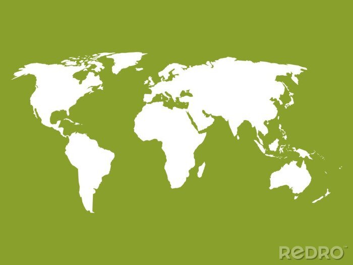 Canvas Wereldkaart op een groene achtergrond