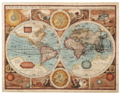 Canvas Wereldkaart uit de 17e eeuw
