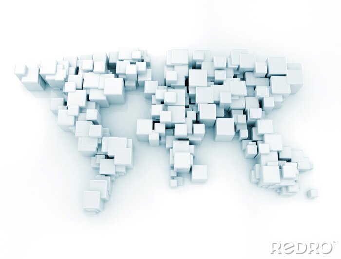 Canvas Wereldkaart van kubussen