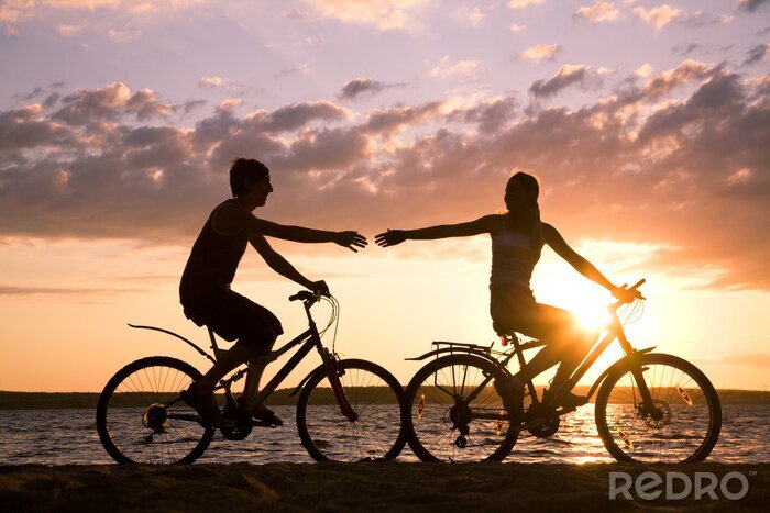 Canvas Wielersport aan zee