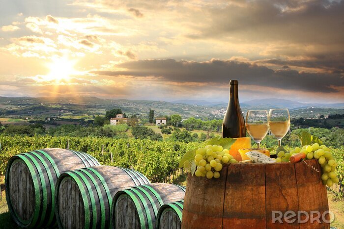 Canvas Wijnproeven in de Toscaanse zon
