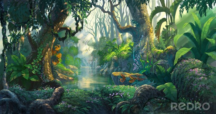 Canvas Wilde dieren in de jungle