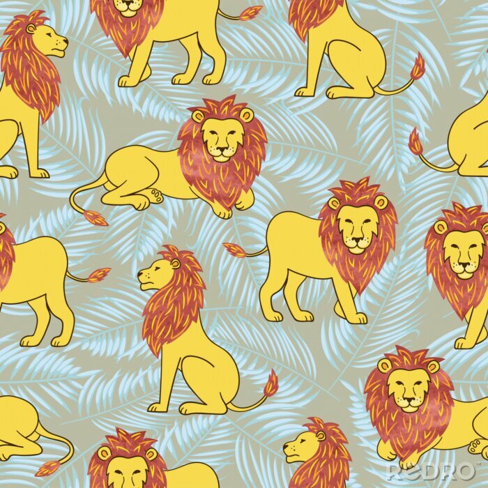 Canvas Wilde katten op een lommerrijke achtergrond