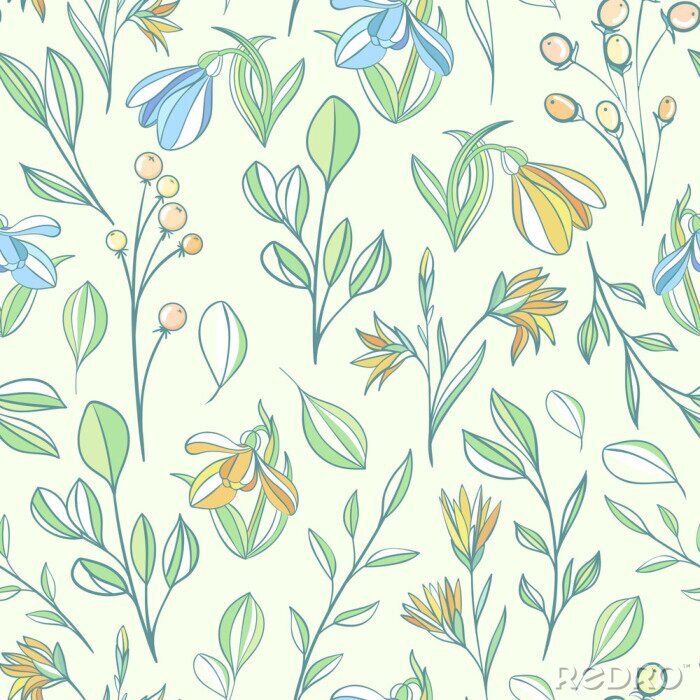 Canvas Wilde planten in Scandinavische stijl