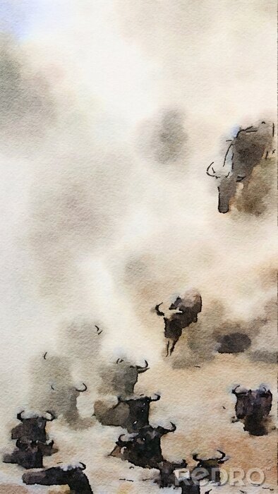 Canvas Wildebeest watercolour