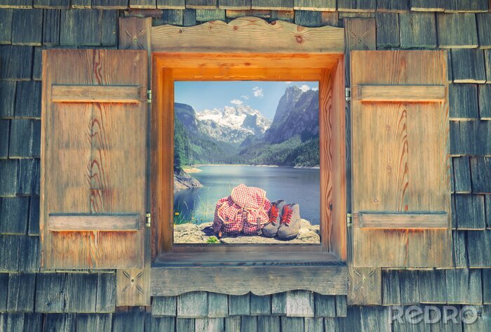 Canvas Window view - Wandeling am Dachstein