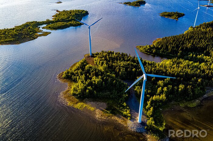 Canvas Windräder an Finnlands Westküste aus der Luft