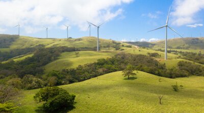 Canvas Windturbines in een prachtig landschap, Costa Rica