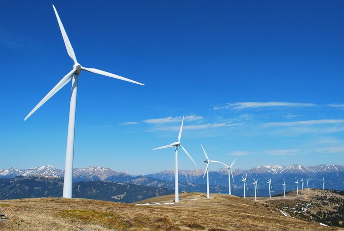 Canvas Windturbines op de bergkam