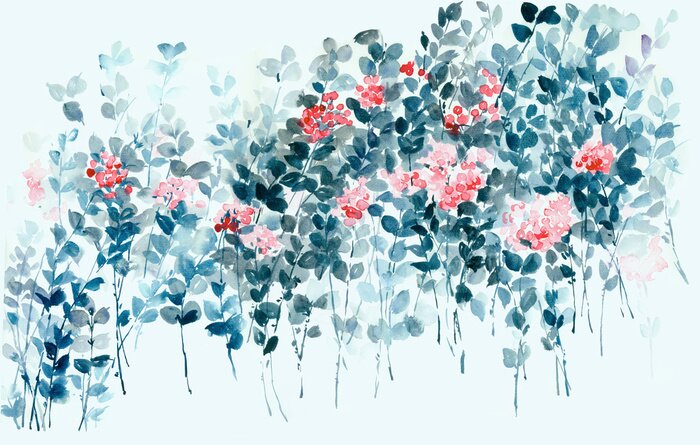 Canvas Winter rode vruchten van de wilde struik