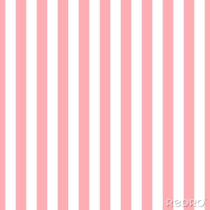 Canvas Wit en roze verticale strepen motief