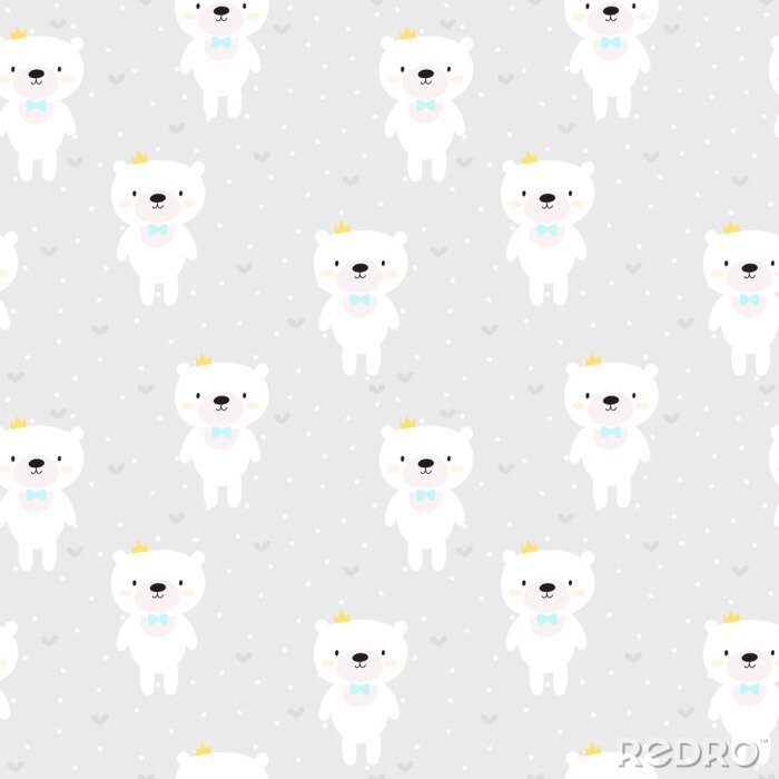 Canvas Witte beren op een grijze achtergrond