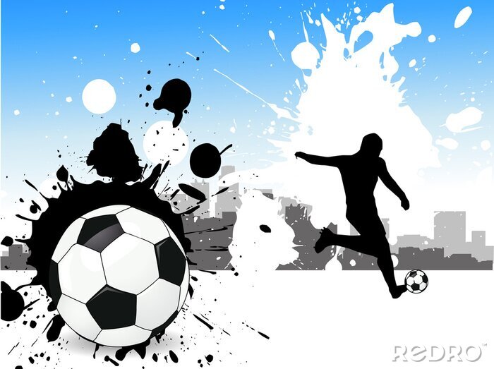 Canvas Witte en blauwe voetbalinspiratie